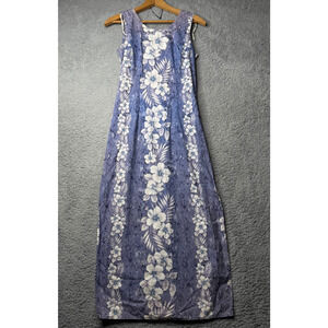Vintage Hawaiian Dress Women's Small Halekulani Purple Floral Sleeveless Maxi